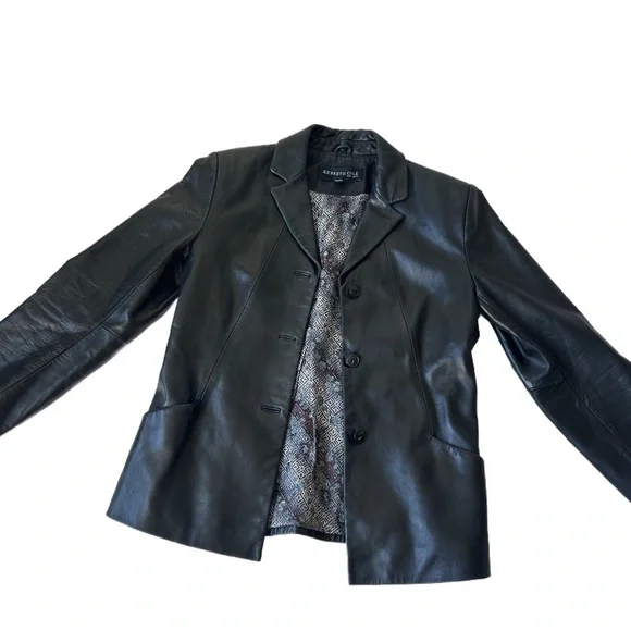 Kenneth Cole Black Leather Jacket New York women’s - Picture 3 of 10